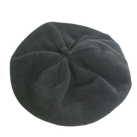 Frost Forest Green Merino Wool Cashmere Beret 90s Style One Size - Picture 2 of 5